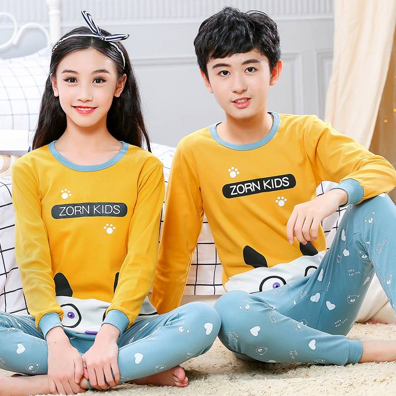 青少年保暖内衣套装纯棉毛衫男女儿童大童秋衣秋裤初中学生青年冬