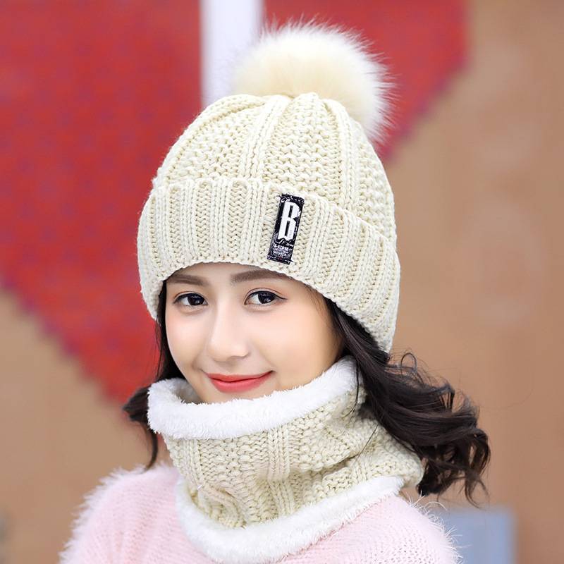 帽子女冬天潮加绒毛线帽韩版青年甜美可爱女士秋冬针织帽百搭保暖