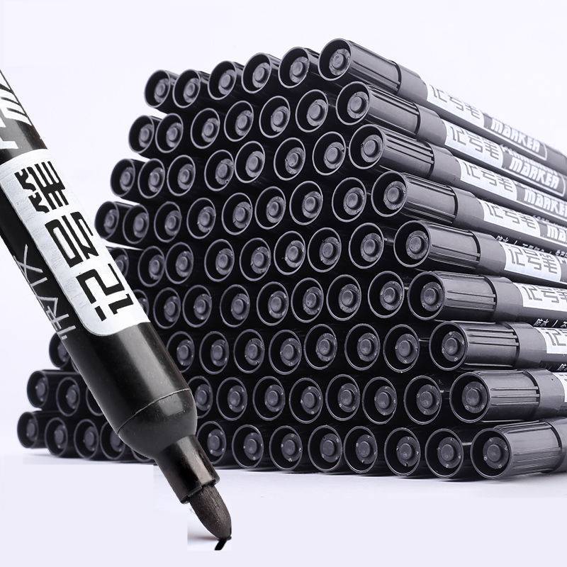 100支记号 笔黑色油性防水速干墨水不可擦大容量大头笔彩色红水笔