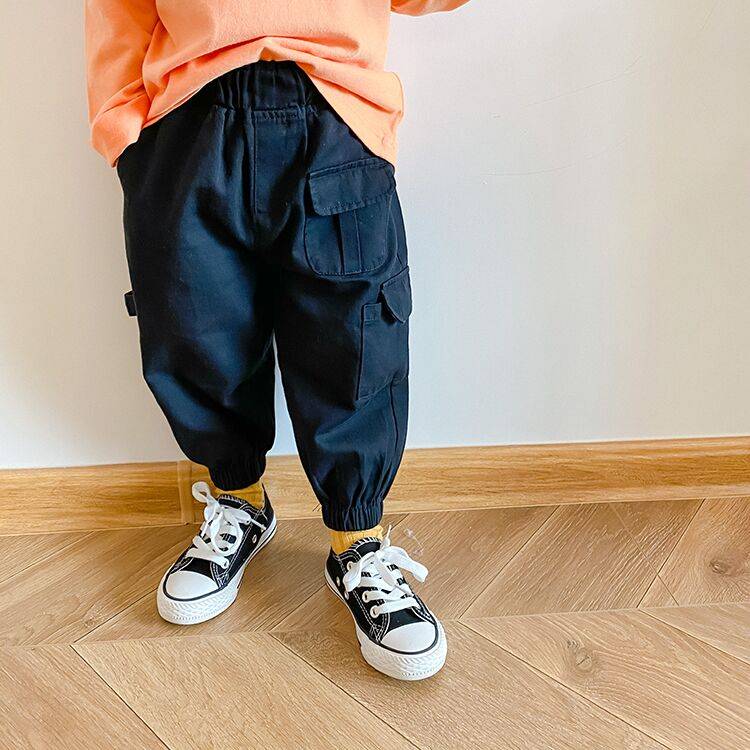 儿童工装裤男童秋装2020新款裤子宝宝洋气束脚休闲裤韩版宽松长裤