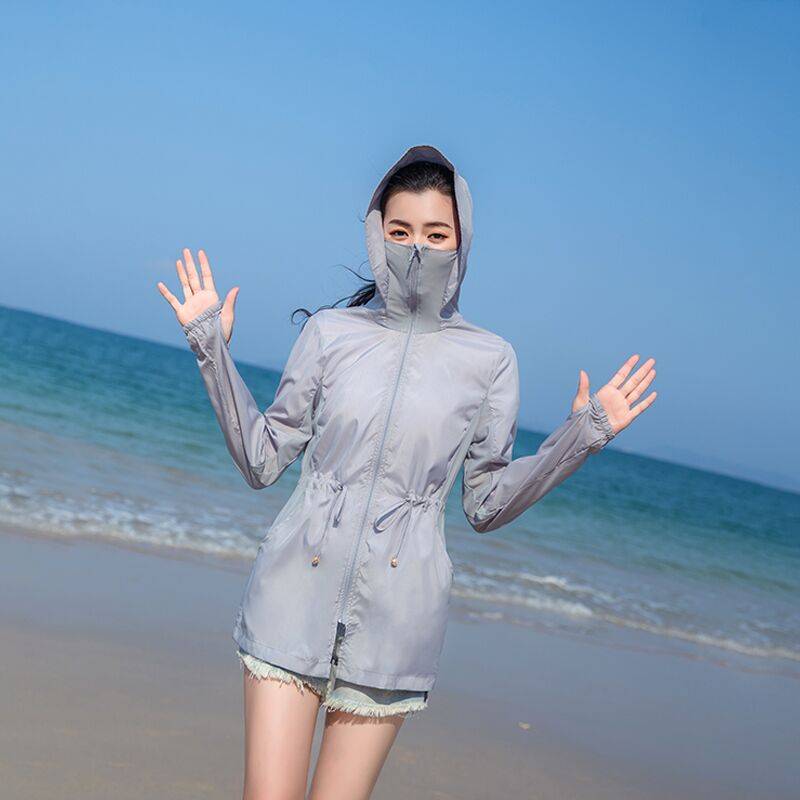 防晒衣女2019夏季新款中长款韩版百搭防晒服户外骑车薄款沙滩外套