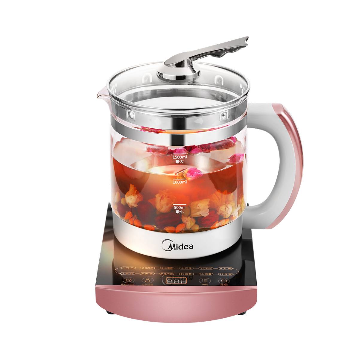 midea/美的电热水壶养生壶多功能加厚电玻璃全自动断电1.5l特价