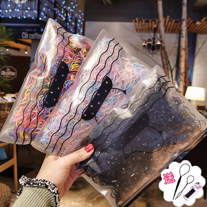 韩版一次性儿童橡皮筋宝宝扎头发头绳女童简约黑色不伤发皮圈发绳