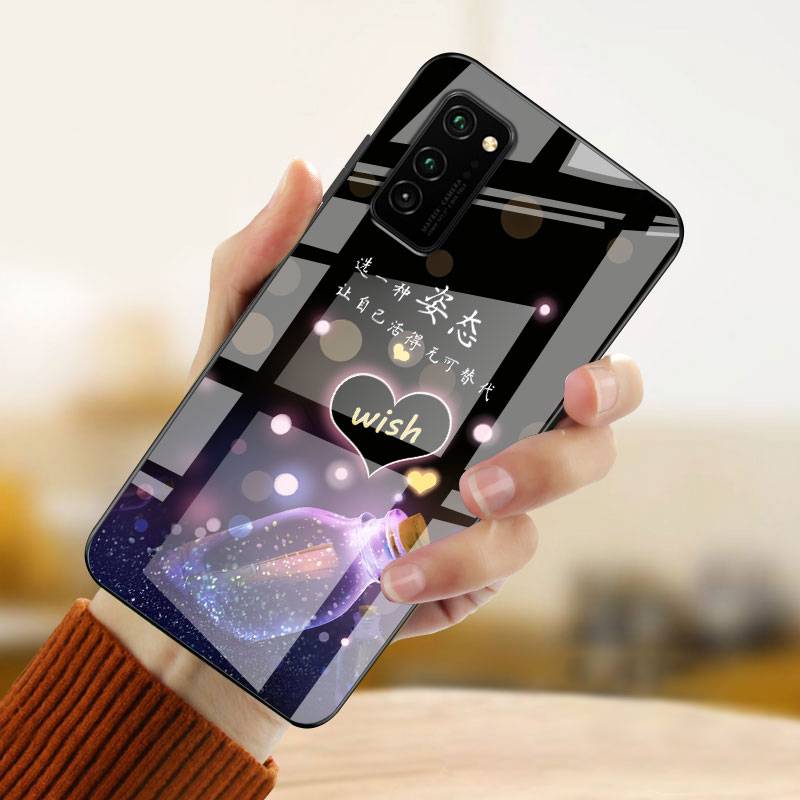 华为荣耀v30手机壳女荣耀v30pro玻璃防摔保护套个性简约可爱薄硬